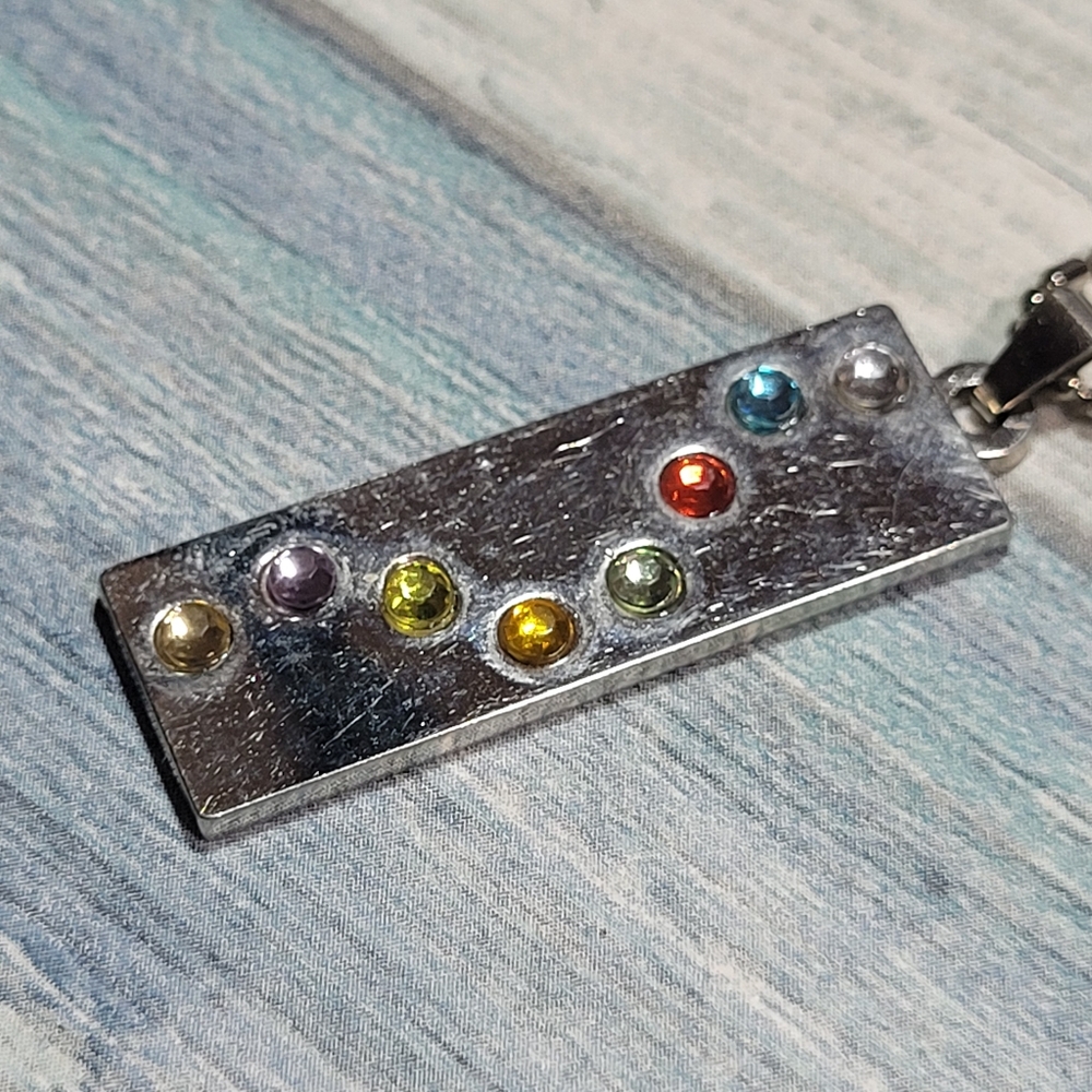 Rectangular Bar Multicolor Rhinestones Necklace. - image 4